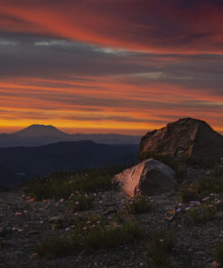 Fiery Skies Uniting Mt. Hood to St. Helens